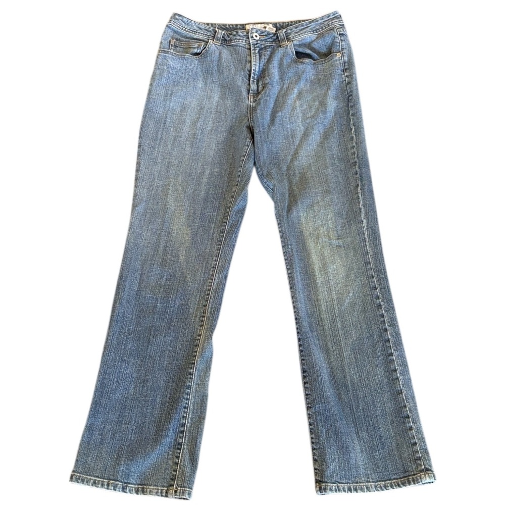 Chico's Platinum Facet Blue Straight Leg‎ Jean Size 8 (Chicos 1)